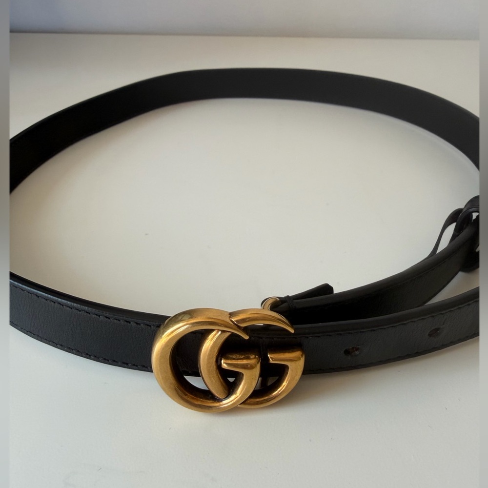 Gucci Black Belt with Gold GG Buckle